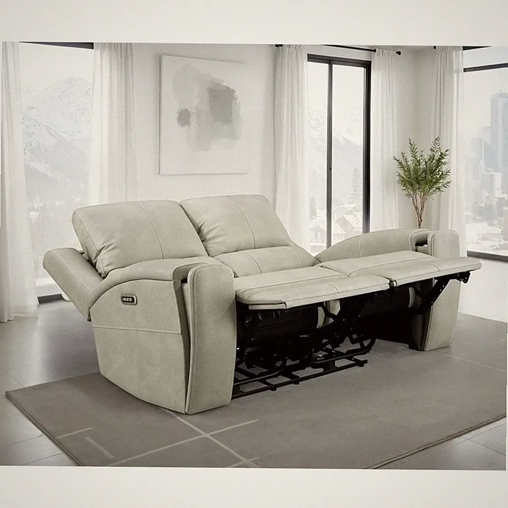 Coaster Brickston Faux Leather Triple Power Reclining Loveseat in Gray