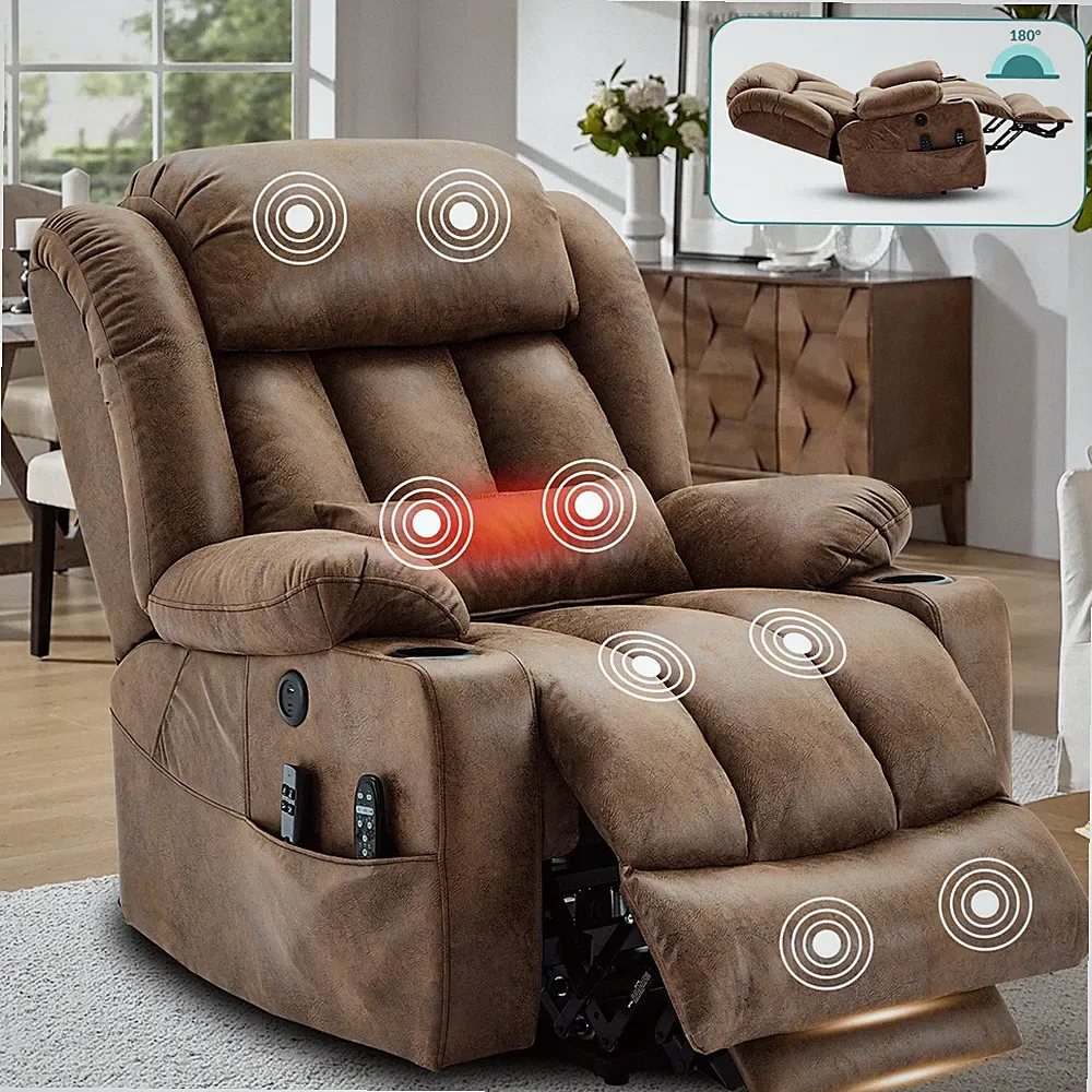 Dual Motor Power Lift Recliner Chair Lay Flat Chair Massage Heat- 350lb Capacity