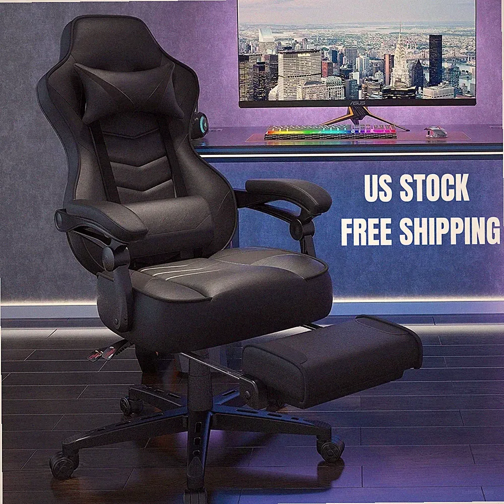ELECWISH Ergonomic Gaming Chair with Footrest Lumbar Support Recliner Office