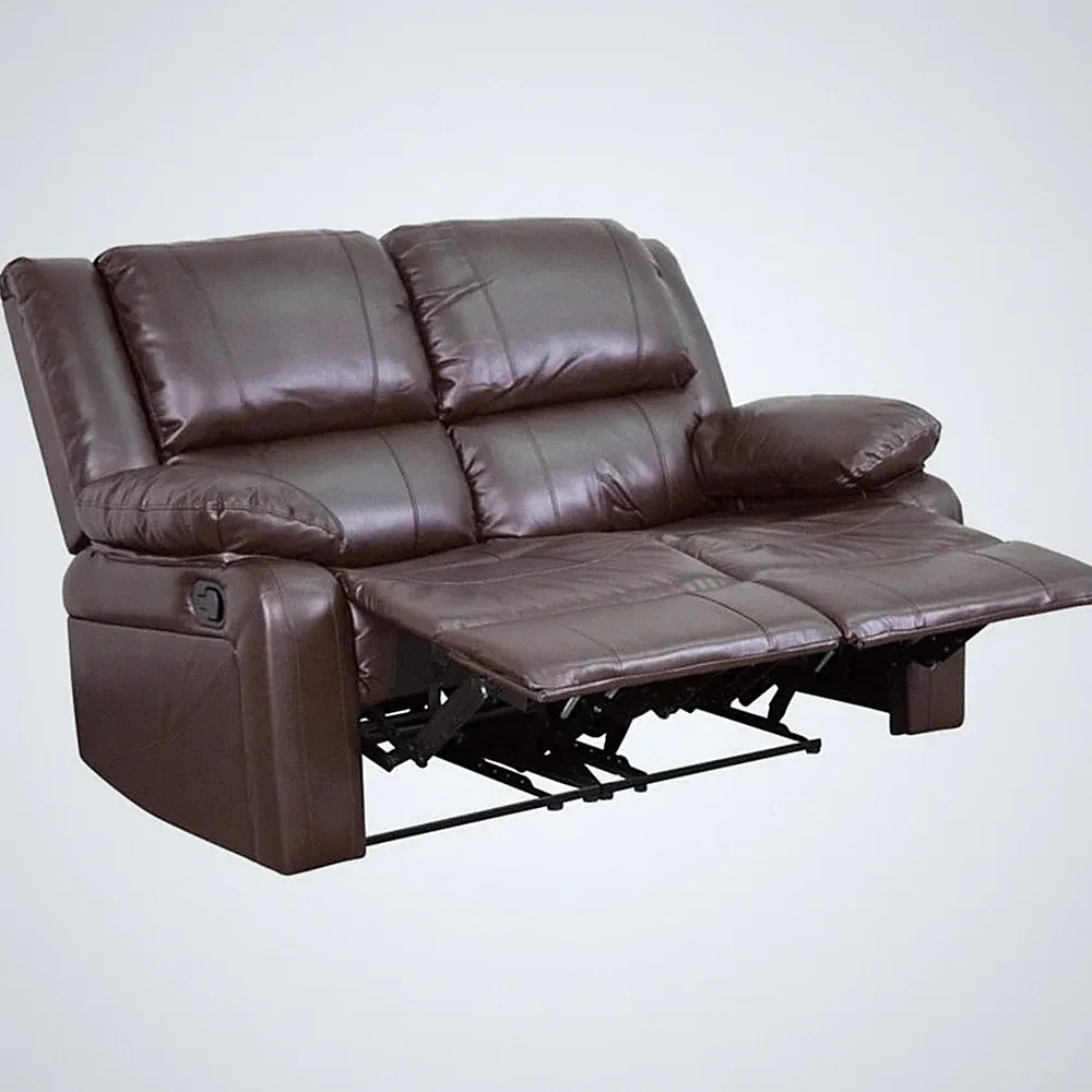 Flash Furniture Harmony Leathersoft Upholstered Reclining Loveseat in Brown