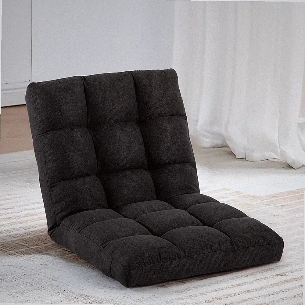 Folding Floor Chair with Back Support, Adjust Lay Flat Recliner Oversized Lounge