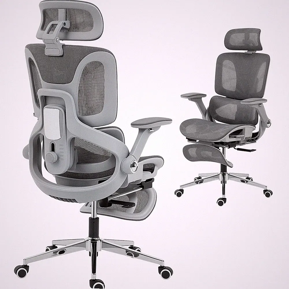 HOMCOM Ergonomic Office Chair, Mesh Desk Chair with Lumbar Support, Footrest