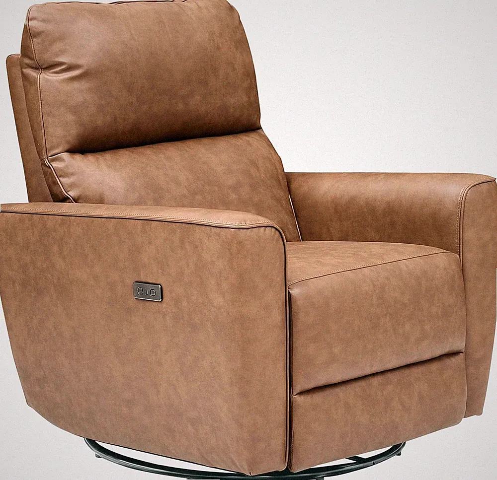 Modern Brown PU Leather Electric Recliner Chair with USB & Lumbar Support