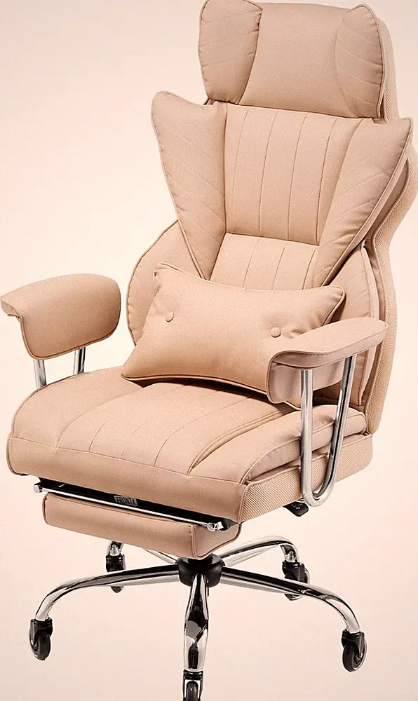 Oversized Executive Office Chair with Footrest & Lumbar Support, Brown