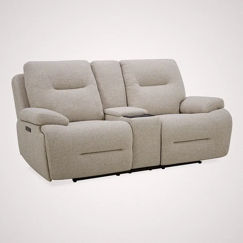 Power Recline Loveseat with Console, Powered Cup Holders - Nathan Ginger Fabric