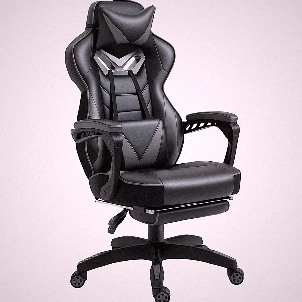 Vinsetto Ergonomic Gaming Chair Manual Reclining Chair with Footrest Grey